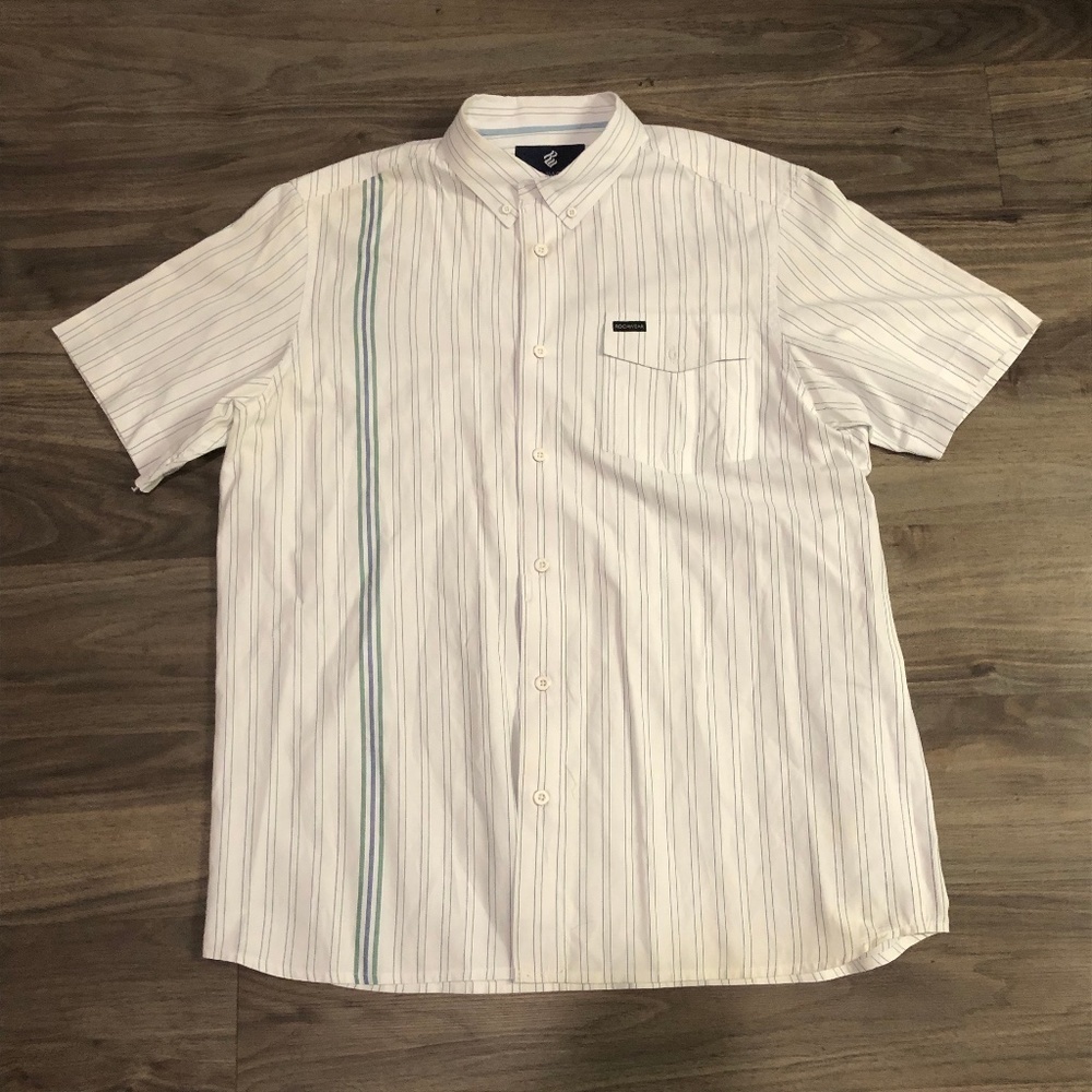 Rocawear Shirt Men's XL Button Down Classic Pinstripe White Casual Y2K
